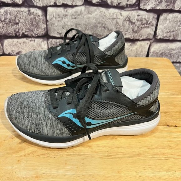 Saucony Gray & Black Heathered Lace Up Sneakers Size 7 - Picture 2 of 8